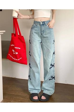 Kurdele Detaylı Boyfriend Baggy Pantolon Jean