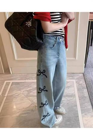 Kurdele Detaylı Boyfriend Baggy Pantolon Jean