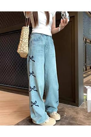 Kurdele Detaylı Boyfriend Baggy Pantolon Jean