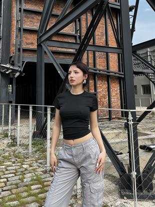 Kurtarıcı Düz Black Sandy Crop Top