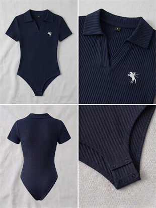 Lacivert Polo Yaka Fitilli Likralı Premium Zıbın