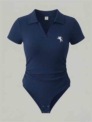 Lacivert Polo Yaka Fitilli Likralı Premium Zıbın