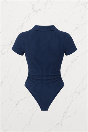 Lacivert Polo Yaka Fitilli Likralı Premium Zıbın