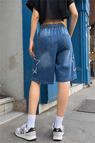 Lacivert Star Streetwear Kot Kısa Şort