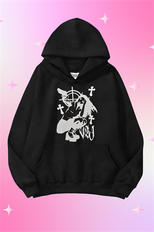Legend Girl Siyah Kapüşonlu Oversize Unisex Sweatshirt