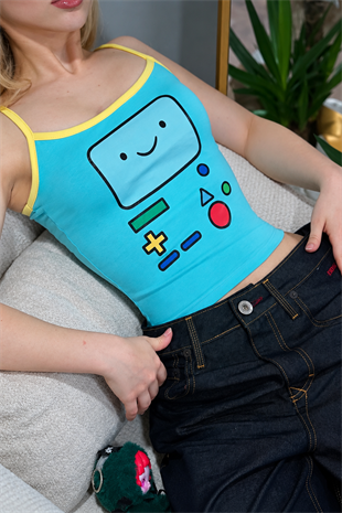 Mavi Adventure Time BMO Y2K Askılı Crop