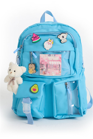 Mavi Kawaii Cute Okul/Günlük Sırt Çantası
