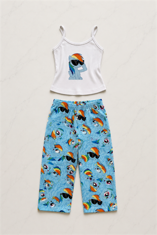Mavi My Little Pony Rainbow Dash Desenli Şık Alt Üst Takımı