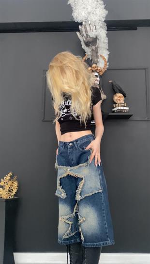 Mavi Stars Patch Retro Şort