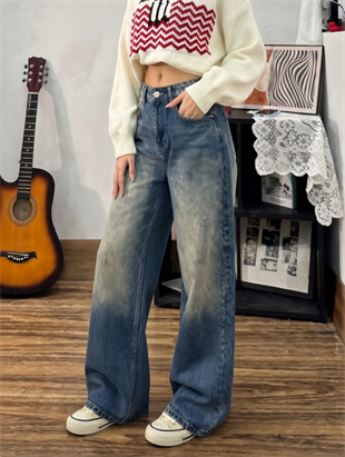 Mavi Yıkamalı Baggy Offline Jean