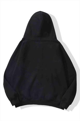 Metalic Facey Siyah Kapüşonlu Oversize Unisex Hırka