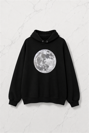 Moon Detail Oversize Unisex Sweatshirt