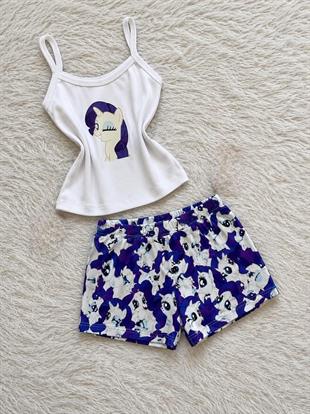 Mor My Little Pony Rarity Desenli Şık Alt Üst Kısa Takı