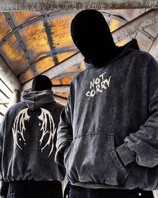 Not Sorry Yıkamalı Oversize Unisex Hoodie