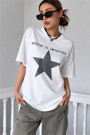 Nothing Is Impossible Detail Oversize Unisex T-shirt