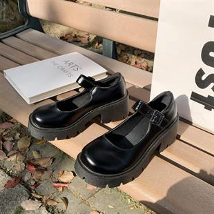 Oxford Siyah Rugan Tarz Lolita Ayakkabi