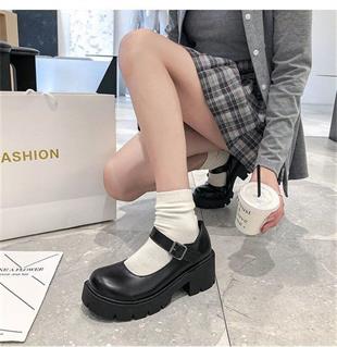 Oxford Siyah Rugan Tarz Lolita Ayakkabi