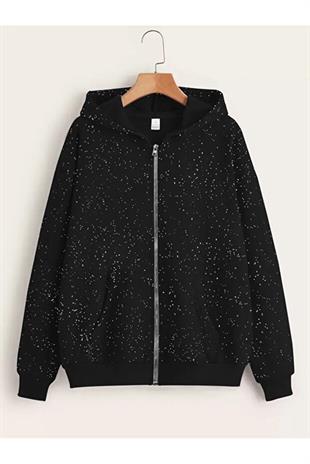 Parlak Taş Detail Oversize Unisex Hırka