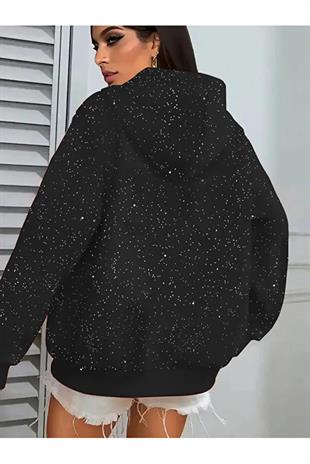 Parlak Taş Detail Oversize Unisex Hırka