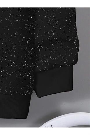 Parlak Taş Detail Oversize Unisex Hoodie Sweatshirt