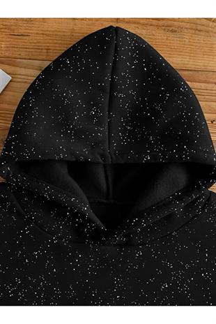 Parlak Taş Detail Oversize Unisex Hoodie Sweatshirt