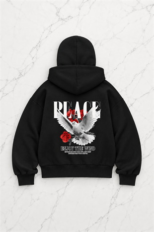 Peace Baskılı Kar Maskeli Ninja Unisex Sweatshirt Hırka