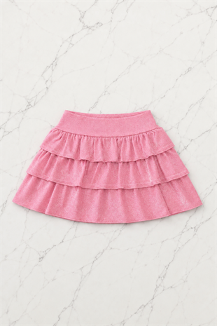 Pembe Ashley Sim Detaylı Şort Etek Bluz Takım
