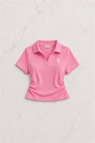 Pembe Fit Polo Yaka  Şort Takım