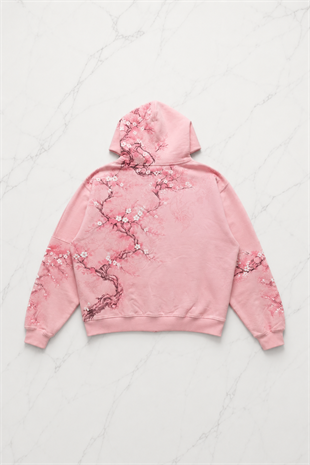 Pembe Japonic Pembe Sakuralı Unisex Hırka