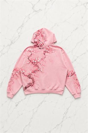 Pembe Japonic Pembe Sakuralı Unisex Hırka