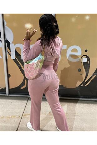 Pembe Juicy Kadife Pijama Takımı