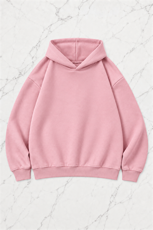 Pembe Melek Parıltılı Taş Detaylı Oversize Sweatshirt