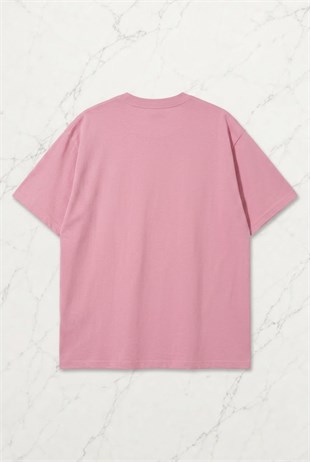Pembe Peaches Got Baskılı Kısa Kol Oversize T-Shirt