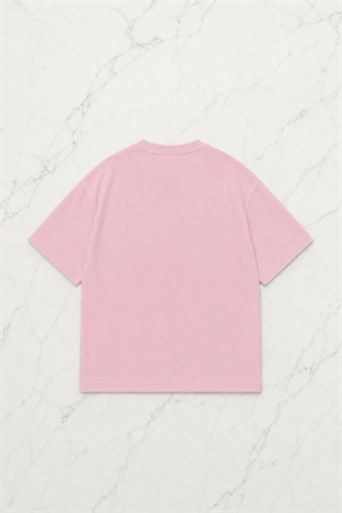 Pembe Retro Graphic Baskılı Kısa Kol Oversize T-Shirt