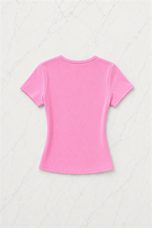 Pembe Soft Detaylı Nakışlı Çıtçıtlı Bluz