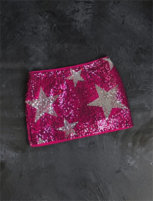 Pembe Star Pul Sim Detaylı Şort Etek