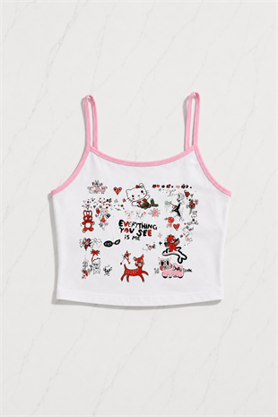 Pembe Sweet Cherry Askılı Şort Takım