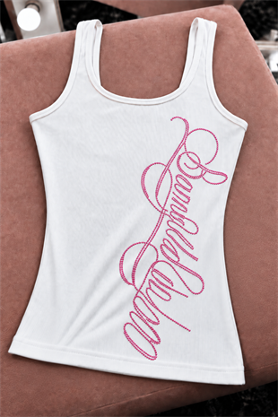 Princess Rhinestone Pembe Taşlı Fitilli Atlet
