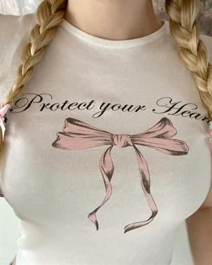 Protect Your Heart Detail Crop Bluz