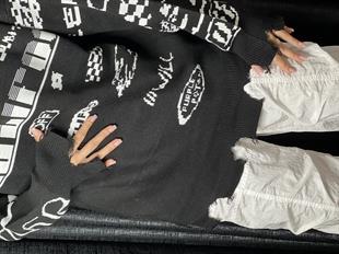 Race Flag Unisex Oversize Siyah Kazak