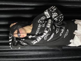 Race Flag Unisex Oversize Siyah Kazak