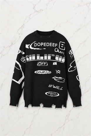 Race Flag Unisex Oversize Siyah Kazak
