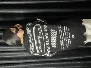 Race Flag Unisex Oversize Siyah Kazak