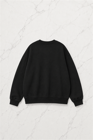 Radiohead Baskılı Siyah Unisex Oversize Bisiklet Yaka Sweatshirt