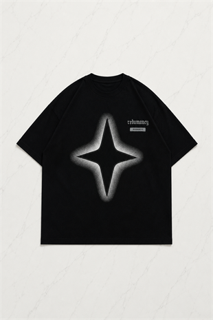 Reba Mancy Star Oversize Unisex Siyah T-shirt