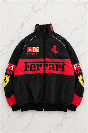 Red Ferrari Desenli Unisex Bomber Ceket