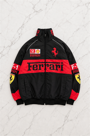 Red Ferrari Desenli Unisex Bomber Ceket