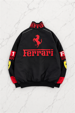 Red Ferrari Desenli Unisex Bomber Ceket