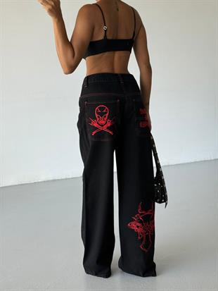 Red Skull Unisex Baggy Jean
