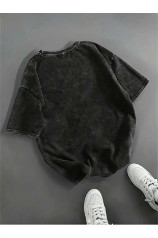 Ribbon Cherry Yıkamalı Oversize Vintage Tshirt